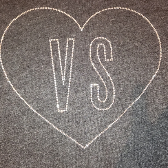 Women's Victoria's Secret VS Bling Rhinestone Gray Large Sweatshirt Pullover - Picture 2 of 4